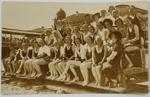 RPPC Salt Lake City Utah Bathing Beauties with Camera Salt Air Beach Postcard W3