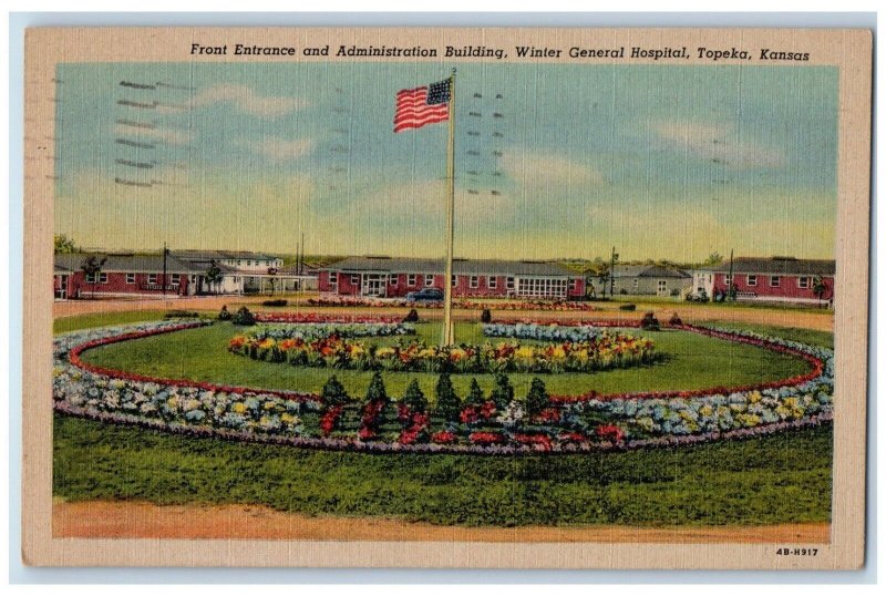 1948 Front Entrance And Administration Building Winter General Hospital Postcard 