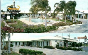 1950s Candlelight Lodge & Restaurant Motel Pool Lake Wales Florida Postcard