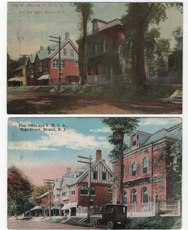 (2) Diff. Bristol, Rhode Island, Views of The Post Office & Y.M.C.A., 1912, 1919