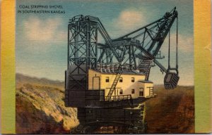 Linen Postcard Coal Stripping Shovel in Southeastern Kansas