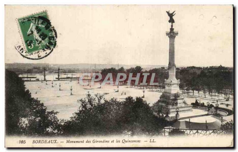 Old Postcard Bordeaux Girondins Monument and Inconjunctions