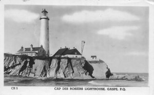 Gaspe PQ Canada Cap des Rosiers Lighthouse Real Photo Vintage Postcard AA67355