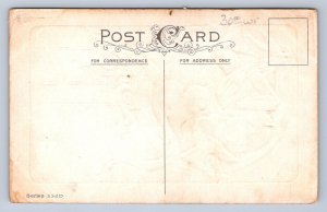 J99/ Halloween Postcard Holiday Greetings c1910 Witch Cat Moon 332D 486