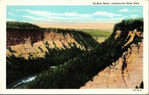 Ox Bow Bend Letchwork State Park Castile New York Scenic Landscape WB Postcard 