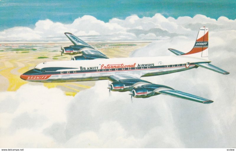 BRANIFF International Airways DC-7C Prop Airplane , 50-60s