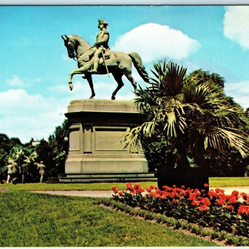 c1960s Boston, MA George Washington on Horse Monument Chrome Photo Postcard A38