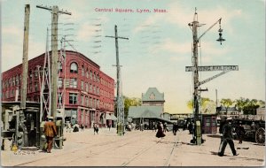 Lynn MA Central Square c1911 Postcard F34