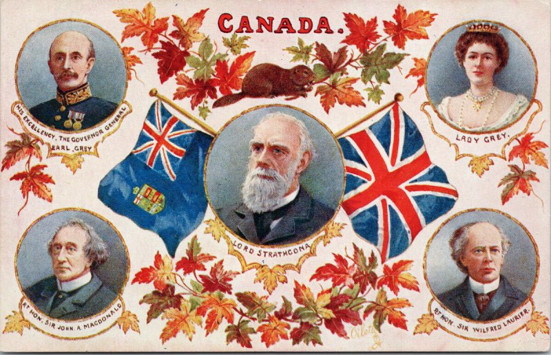 Patriotic Canada Laurier Strathcona Earl & Lady Grey Macdonald Tuck Postcard F87 
