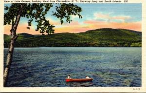 New York Lake George View Looking West From Cleverdale 1948 Curteich