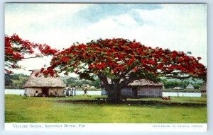 Village Scene Sigatoka River FIJI Postcard