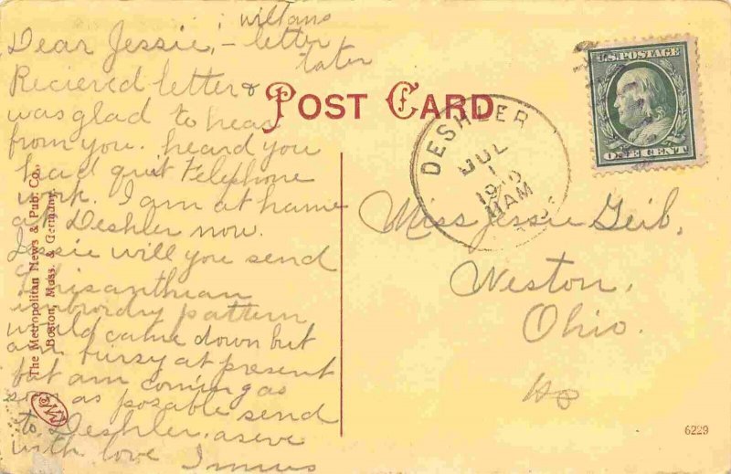 High School Findlay Ohio 1910 postcard