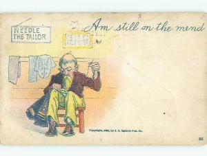 Bent Pre-1907 comic TAILOR JOKE - STILL ON THE MEND o3259