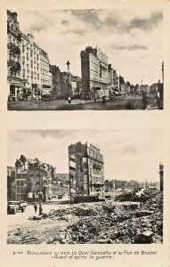 BOLOGNE s MER FRANCE~LE QUAI GAMBETTA-RUE BOSTON-BEFORE-AFTER WW2~PHOTO POSTCARD