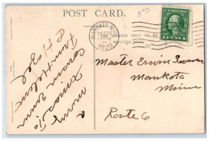 1920 Christmas Greetings Girl Mistletoe Mankato Minnesota MN Vintage Postcard