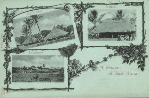 east africa, MOZAMBIQUE, Natives with Kaffir Craal, Panorama (1899)