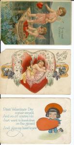 Valentine, Post cards. mixed condition. See photos