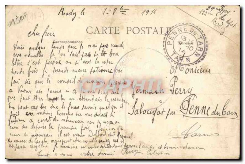 Postcard Old Rodez Boulevard Republic