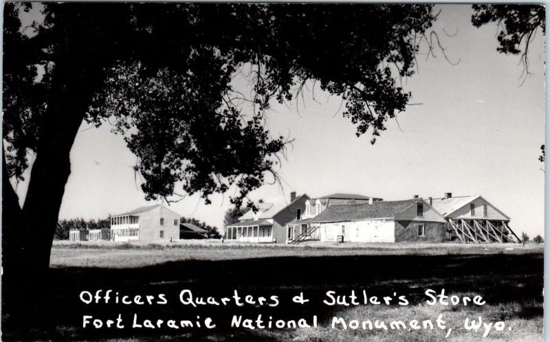 RPPC  FORT LARAMIE, WY Wyoming  OFFICER'S QUARTERS & STORE  1952 Postcard