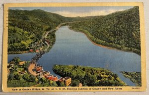 Vintage Postcard 1943 View of Gauley Bridge U.S. Route 60 Gauley & New Rivers WV