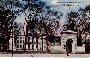 USA Postcard 1916 Posted State House and Memorial Arch Concord NH Tichnor Bros