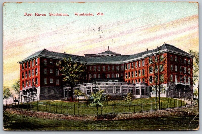 Waukesha Wisconsin 1910 Postcard Rest Haven Sanitarium Asylum