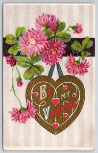 Valentine Greatings Golden Heart Davidson Family Long Pine NE Postcard A35