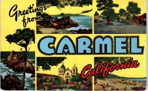 CARMEL, CA California   Greetings from MULTIVIEW   1952   Linen  Postcard