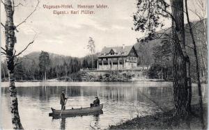 BANNSTEIN, GERMANY ?  Vogesen HOTEL BEAUTIFUL CHALET on LAKE  1913   Postcard