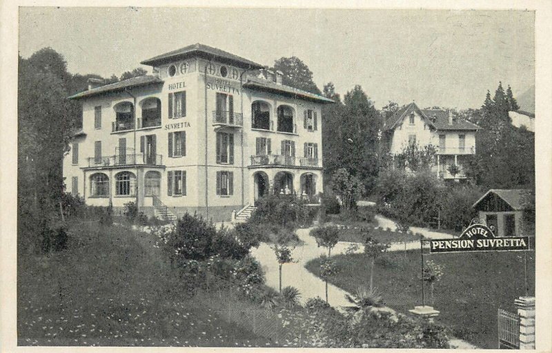 Switzerland Lugano Hotel Pension Suvretta Postcard