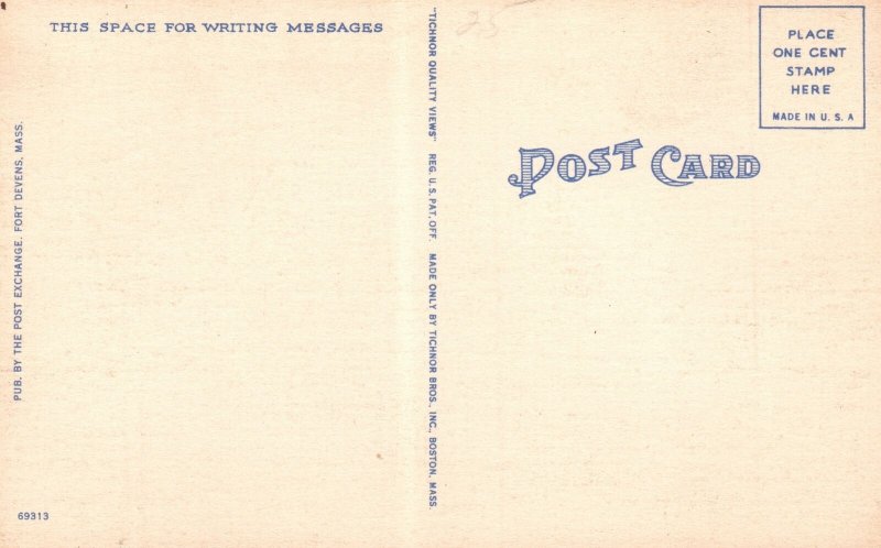 Vintage Postcard 1930s Post Chapel Fort Devens Massachusetts MA Pub Post Xchange