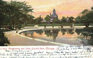 ?Vintage Postcard 1907 Conservatory & Lake Garfield Park Chicago Illinois ILL