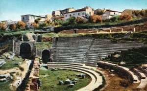 Vintage Postcard Fiesole Avanzi Del Teatro Romano Theater Rome Italy