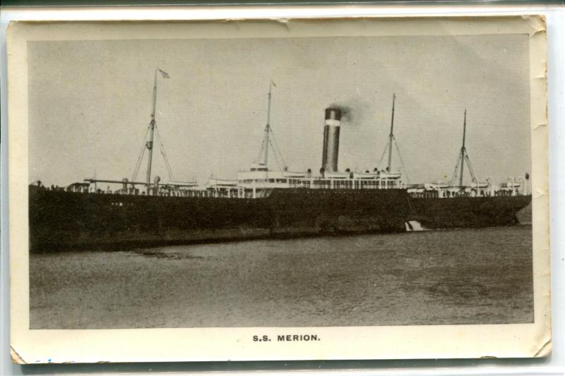 SS Merion Ocean Liner Steamer Ship Postmarked Queenstown Ireland 1907 postcard