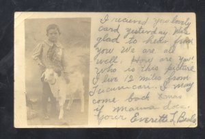 RPPC AFTON OKLAHOMA BUY WITH GOAT AZO VINTAGE REAL PHOTO POSTCARD