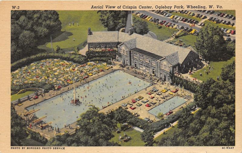 Wheeling West Virginia~Oglebay Park~Lots of People @ Swimming Pool~1953 Postcard