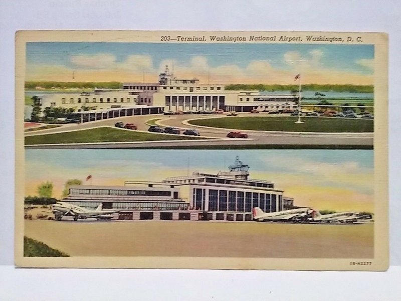 Washington National Airport Terminal Wash DC Clasic Cars Curteich postcard