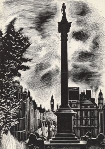 Trafalagar Square Disaster Storm London 1960s Painting Transport Postcard