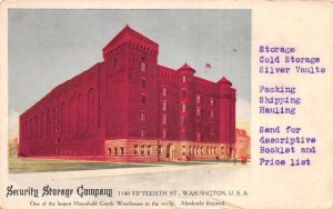 Washington DC Security Storage Co Warehouse Vintage Postcard AA84103