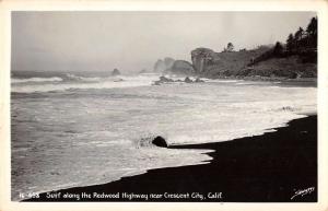 Crescent City California Redwood Highway Surf Real Photo Antique Postcard K93245