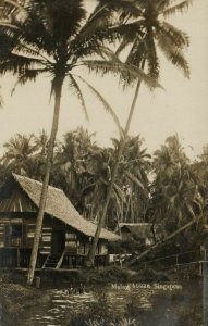 PC CPA SINGAPORE, MALAY HOUSE, Vintage REAL PHOTO Postcard (b4450)