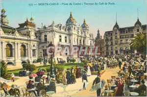 Old Postcard MONTE CARLO - Place du Casino - Coffee @ the Terrace of Paris.