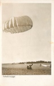 RPPC Postcard Fallschirmjager Paratrooper With Parachute