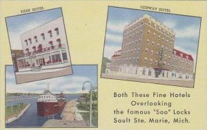 Michigan Marie Park Hotel and Ojibway Hotel Both Thoese Fine Hotels Overlooki...