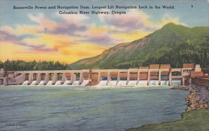 Oregon Bonneville Power & Navigation Dam Largest Lift Navigation Lock In The ...