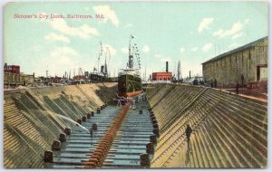 Vintage Skinner's Dry Dock Baltimore MD Ship Postcard Early 1900s