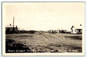 1943 Main Street Trulax Traer Mine Velva North Dakota ND RPPC Photo Postcard