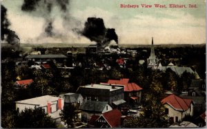 Postcard Birds Eye View Looking West in Elkhart, Indiana