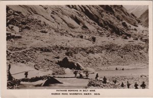 PC PAKISTAN, RAZMAK ROAD, SALT MINE, Vintage REAL PHOTO Postcard (b43383)