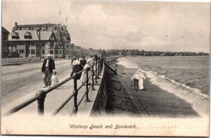 Winthrop Beach and Boulevard, Winthrop MA UDB c1907 Vintage Postcard K09